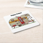 Happy Camper Trailer Rechteckiger Pappuntersetzer (angewinkelt)