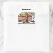Happy Camper Trailer Runder Aufkleber (Tasche)