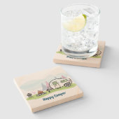 Happy Camper Trailer Steinuntersetzer (Seitenansicht)