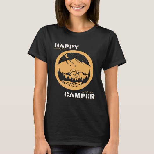 Happy Camper Travel Adventure Hike Wander Backpack T-Shirt (Vorderseite)