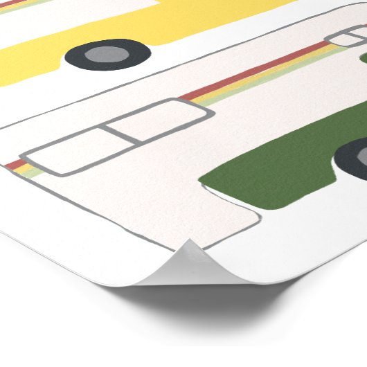 Happy Camper Truck Camping RV Rasta Art Poster (Ecke)