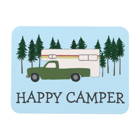 HAPPY CAMPER Truck Camping RVing Motorhome Bäume Magnet (Horizontal)