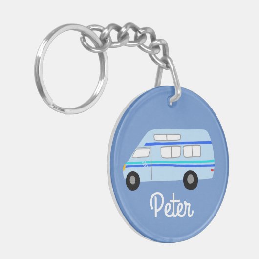 HAPPY CAMPER Van RV Motorhome Campervan CUSTOM Schlüsselanhänger (Vorderseite links)