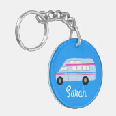 HAPPY CAMPER Van RV Motorhome Campervan CUSTOM Schlüsselanhänger (Vorderseite links)