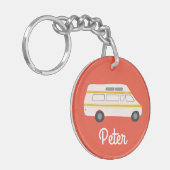 HAPPY CAMPER Van RV Motorhome Campervan CUSTOM Schlüsselanhänger (Vorderseite links)