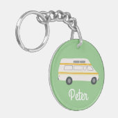 HAPPY CAMPER Van RV Motorhome Campervan CUSTOM Schlüsselanhänger (Vorderseite links)