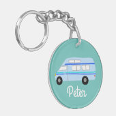 HAPPY CAMPER Van RV Motorhome Campervan CUSTOM Schlüsselanhänger (Vorderseite links)