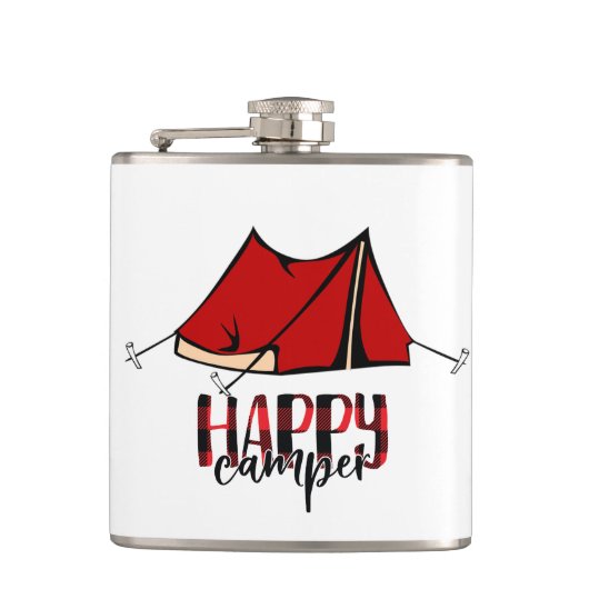 Happy Camper Vinyl Wrapped Flask Flachmann (Vorderseite)