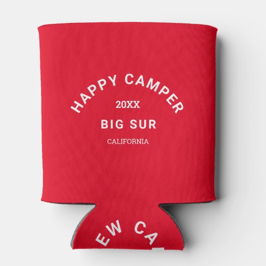 Happy Camper Wappen Camping Crew Retro Rot Dosenkühler (Rückseite)