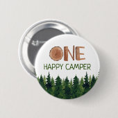 Happy Camper Wasserfarbe Holz Rustikal Button (Vorne & Hinten)
