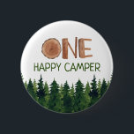 Happy Camper Wasserfarbe Holz Rustikal Button<br><div class="desc">Rustikale Aquarellfarbe ein Happy Camper,  anpassbarer Knopf</div>