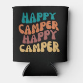 Happy Camper Wavy Retro Farbiger Text Dosenkühler (Vorderseite)