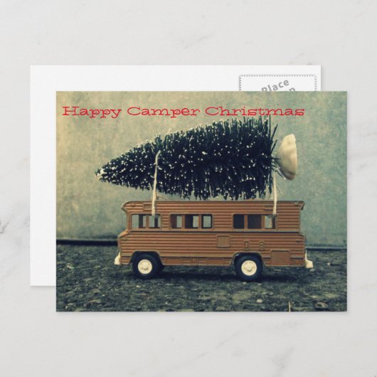 Happy Camper Weihnachtsbaum Feiertagspostkarte (Vorne/Hinten)