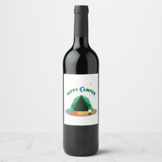 Happy Camper Weinetikett (Vorderseite)