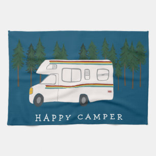HAPPY CAMPER whimsical Motorhome RVing Forest Geschirrtuch
