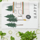 HAPPY CAMPER whimsical Motorhome RVing Forest Geschirrtuch (Gefaltet)