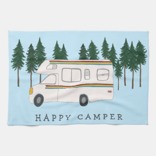 HAPPY CAMPER whimsical Motorhome RVing Forest Geschirrtuch
