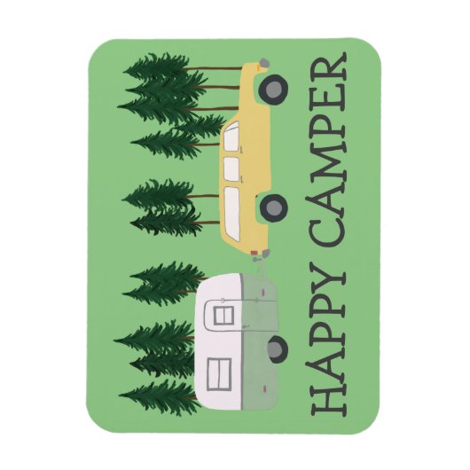 HAPPY CAMPER Whimsical Trailer RVing Motorhome Magnet (Vertikal)