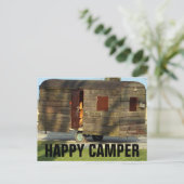 Happy Camper Wooden Camper Trailer Postkarten (Stehend Vorderseite)