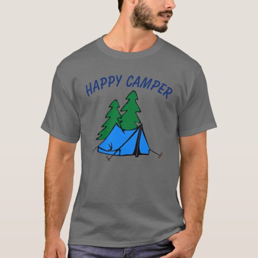 Happy Camper, Zelt, Text bearbeiten, T - Shirt (Vorderseite)