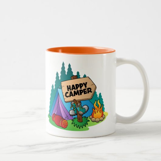 Happy Camper Zwei-Tone-Tasse Zweifarbige Tasse (Rechts)