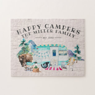Happy Campers   Camping Familienname Puzzle