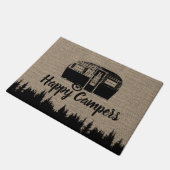 Happy Campers Camping Life Forest Rustic Burlap Fußmatte (Schrägansicht)