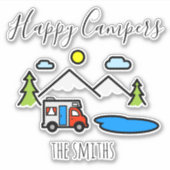 Happy Campers Camping RV Recreational Vehicle Aufkleber (Vorderseite)