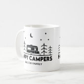 Happy Campers Familie Name minimalist Trendy Kaffeetasse (Vorderseite Links)