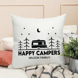 Happy Campers Familie Name Outdoor Adventure Kissen