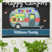 Happy Campers Familienname Geschirrtuch (Gefaltet)