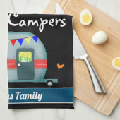 Happy Campers Familienname Geschirrtuch (Viertel Falte)
