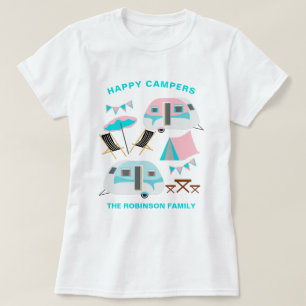 Happy Campers Familienname Retro-Wohnwagen Camping T-Shirt