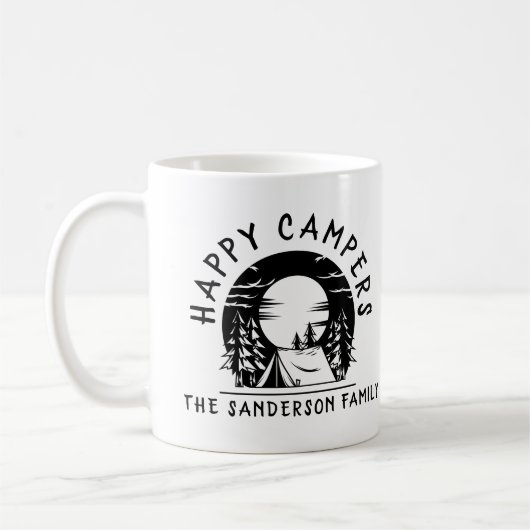 Happy Campers Family Name Camping Trip Kaffeetasse (Links)
