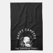 Happy Campers Family Name Camping Trip Schwarz-wei Geschirrtuch (Vertikal)