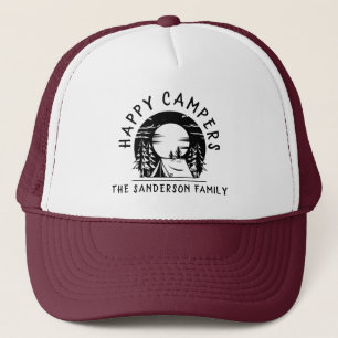 Happy Campers Family Name Camping Trip Schwarz-wei Truckerkappe