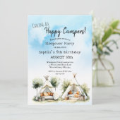Happy Campers glampe teepee zelleepover Einladung (Stehend Vorderseite)