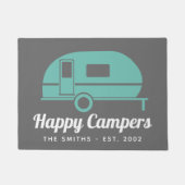 Happy Campers Graues Aquamarines Camping Fußmatte (Vorderseite)