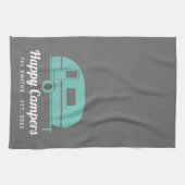 Happy Campers Graues Aquamarines Camping Geschirrtuch (Horizontal)