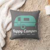 Happy Campers Graues Aquamarines Camping Kissen (Decke)