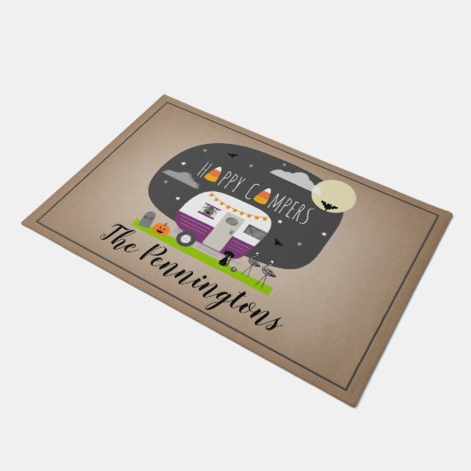Happy Campers Halloween Camper RV Fußmatte (Schrägansicht)