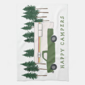 HAPPY CAMPERS LKW Camping RVing Bäume Wald Geschirrtuch (Vertikal)
