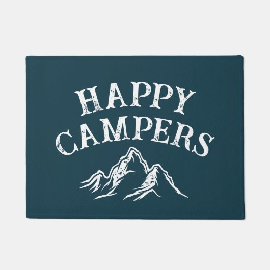 Happy Campers Mountain Adventure Camping Aquamarin Fußmatte (Vorderseite)