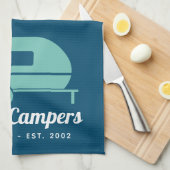 Happy Campers Navy Aquamarines Camping Geschirrtuch (Viertel Falte)