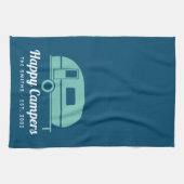Happy Campers Navy Aquamarines Camping Geschirrtuch (Horizontal)