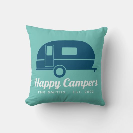 Happy Campers Navy Aquamarines Camping Kissen (Vorderseite)