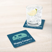 Happy Campers Navy Aquamarines Camping Rechteckiger Pappuntersetzer (Vor Ort)