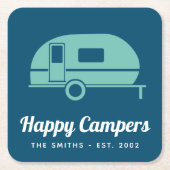 Happy Campers Navy Aquamarines Camping Rechteckiger Pappuntersetzer (Vorderseite)