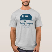 Happy Campers Navy Grau Camping T-Shirt (Vorderseite)