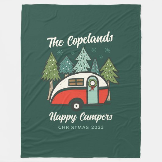 Happy Campers Personalisiert Fleecedecke (Vorderseite)